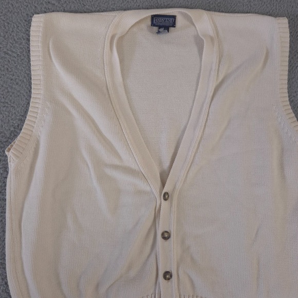 Lands' End Other - VINTAGE Lands End Sweater Vest Mens XL Beige Button Cardigan Cotton Made in USA